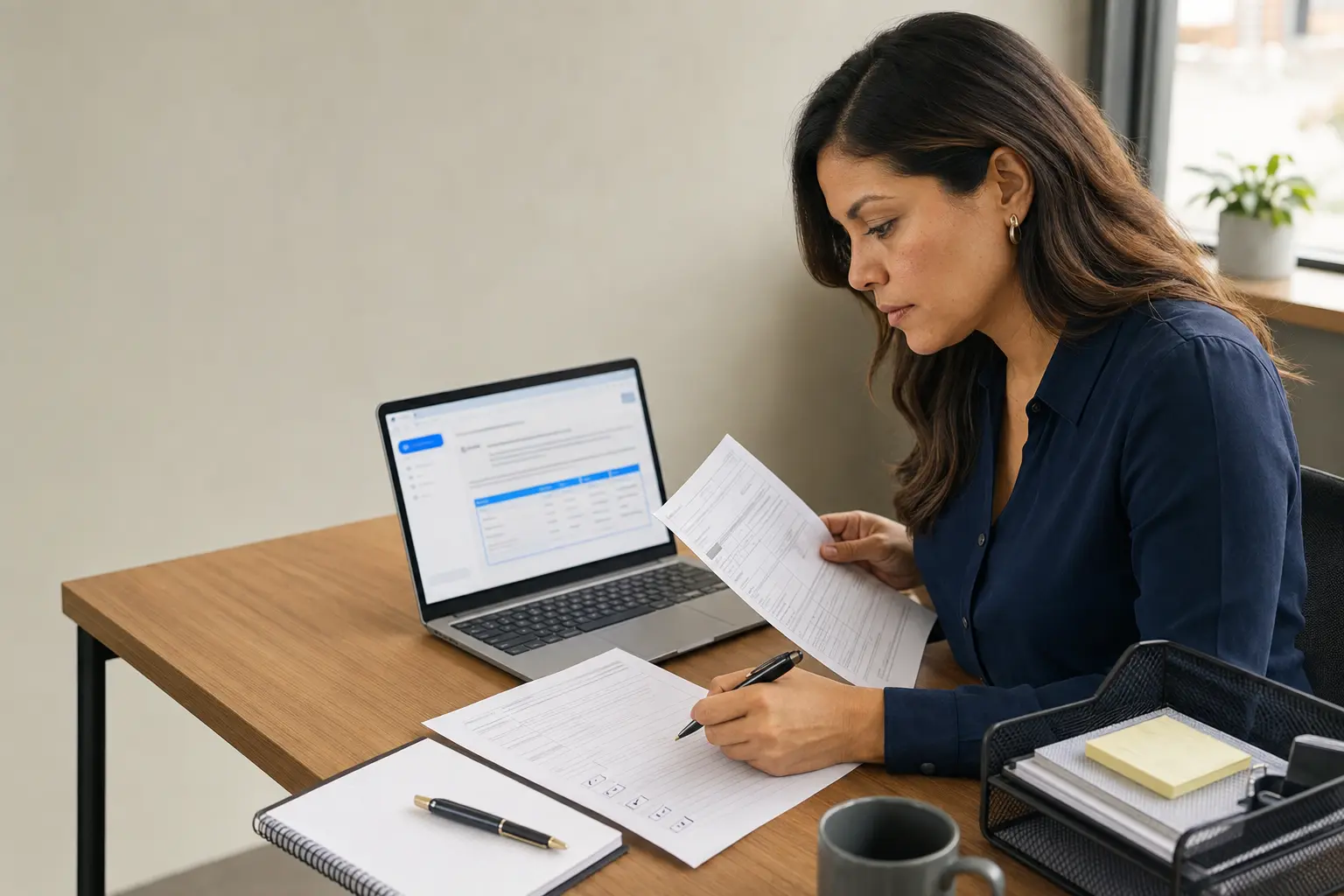 Profesional verifica en documentos el resultado de una herramienta digital